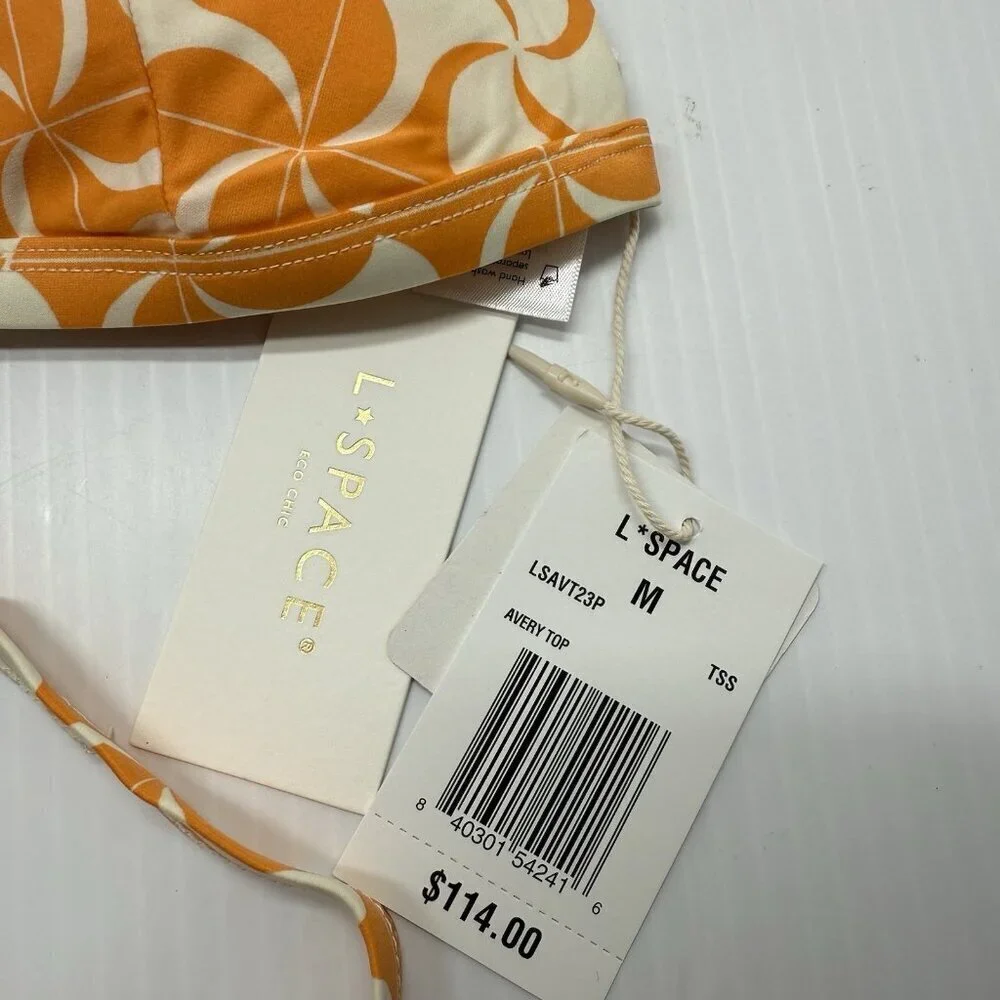 L Space Bikini Top Orange Beachy Multicolored Avery Wrap Style Size Medium